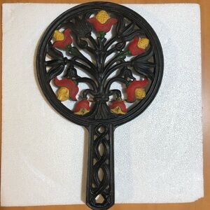 Vintage Black and Red Cast Iron Wall Decor